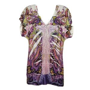 Vintage Womens Fairycore Blouse 10 Grunge 90s Y2K Colorful Festival Whimsical